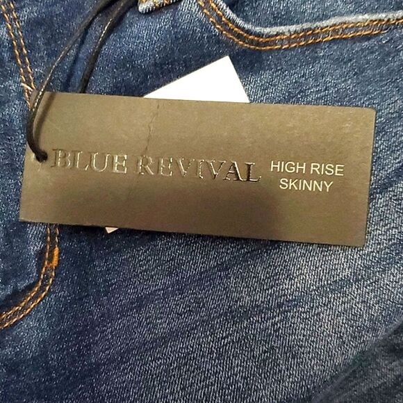 Blue Revival Dark Wash Distressed High Rise Skinny Jeans - Picture 11 of 11